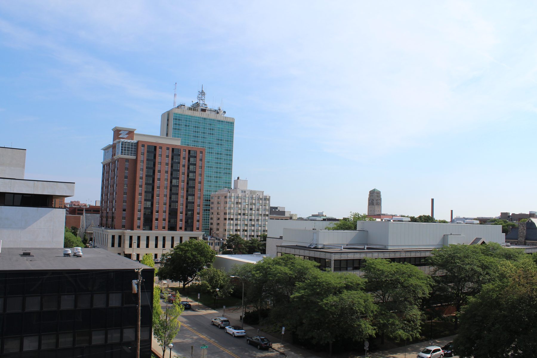 Ann Arbor skyline from above