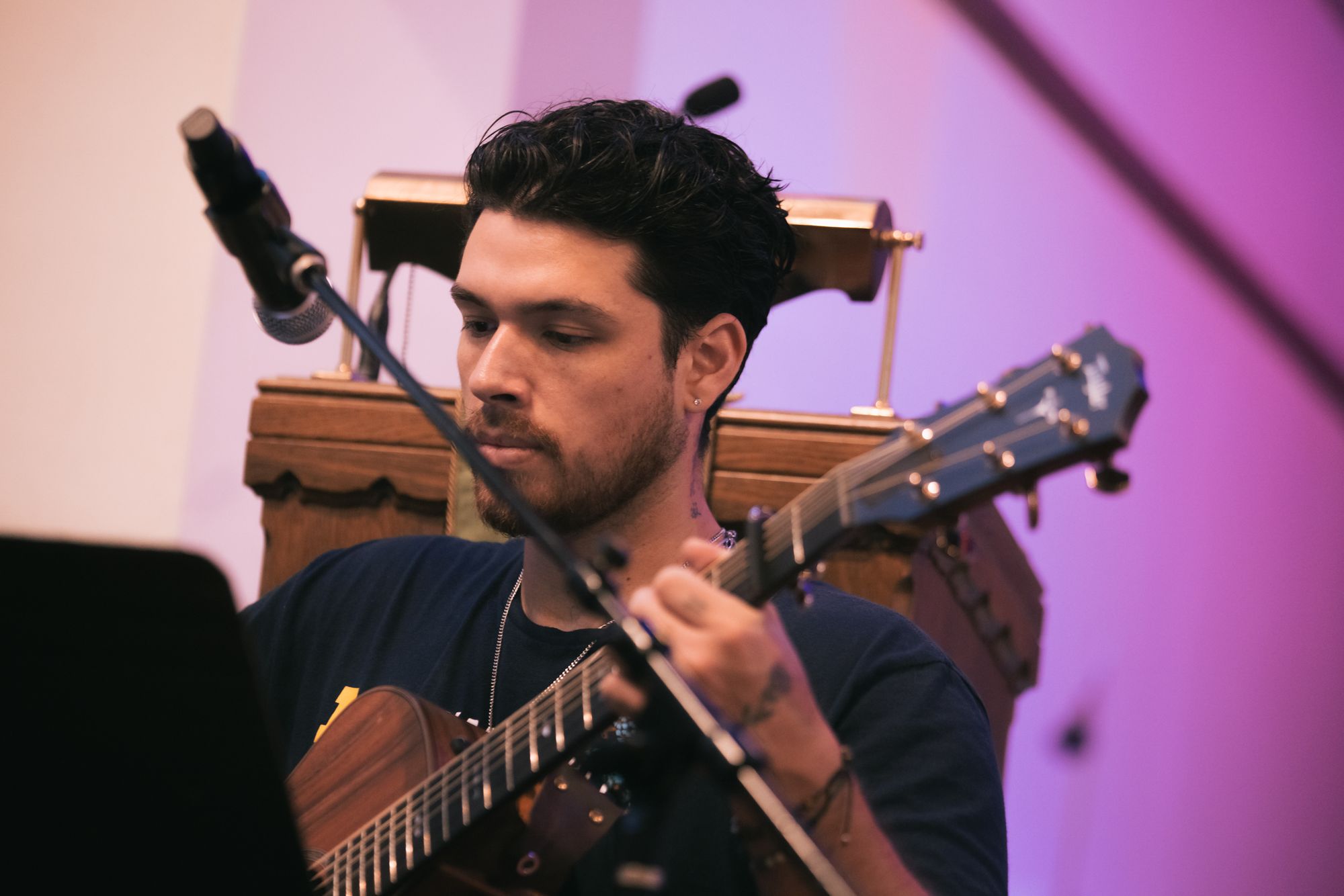 Acoustic guitar during worship